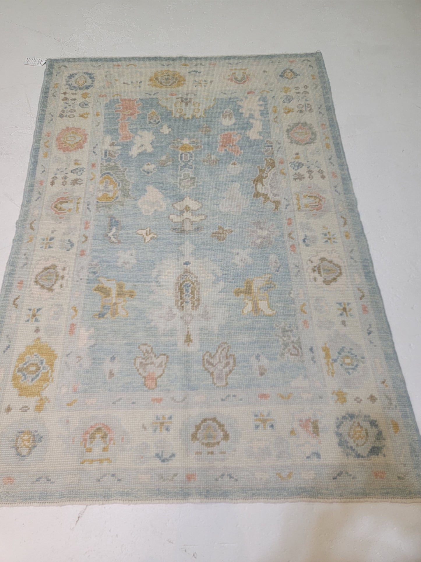 Hand-Knotted Wool Area Rug Turkish Oushak 4'2" x 6'