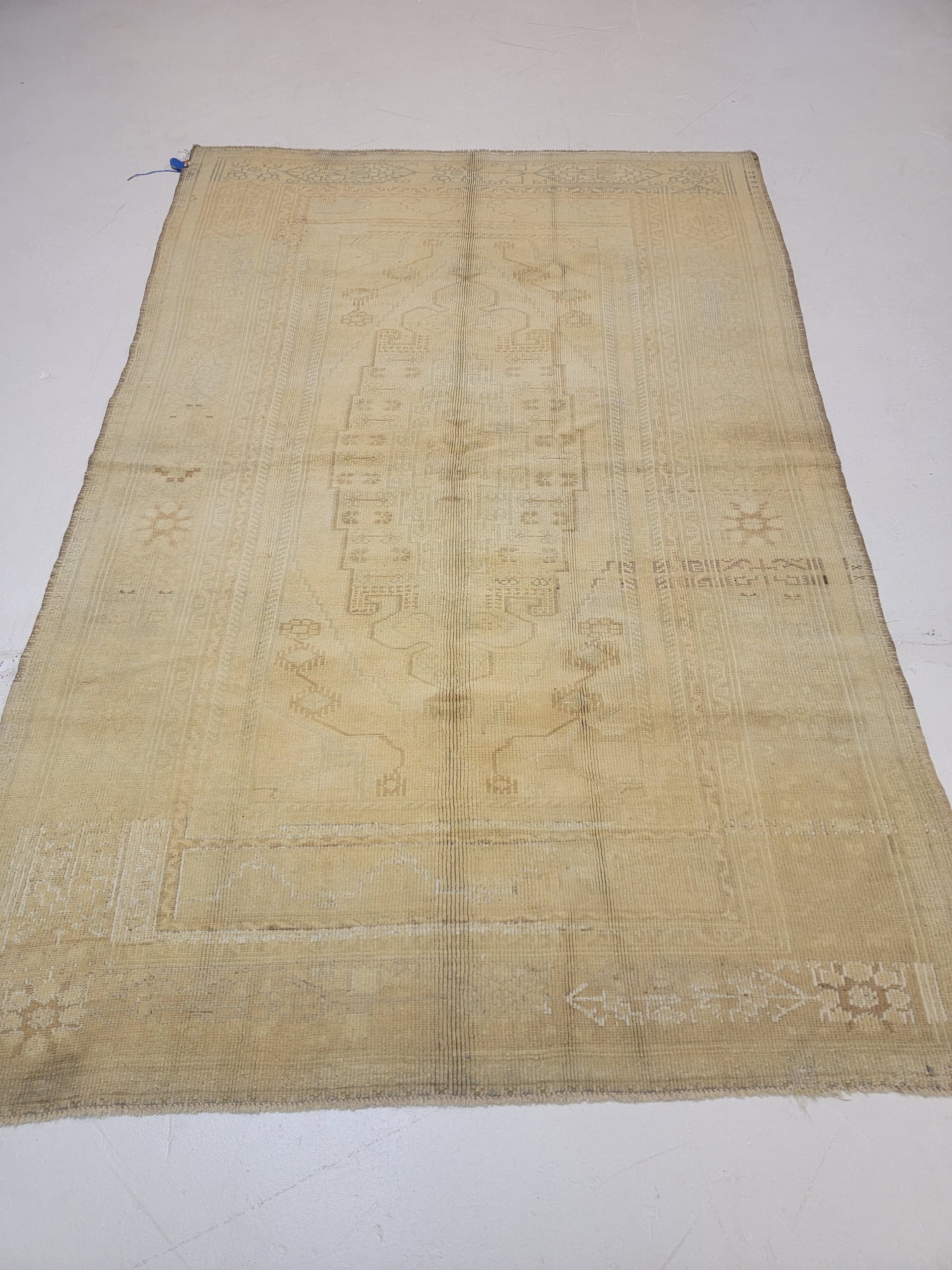 Hand-Knotted Wool Area Rug Turkish Oushak 4'8" x 7'