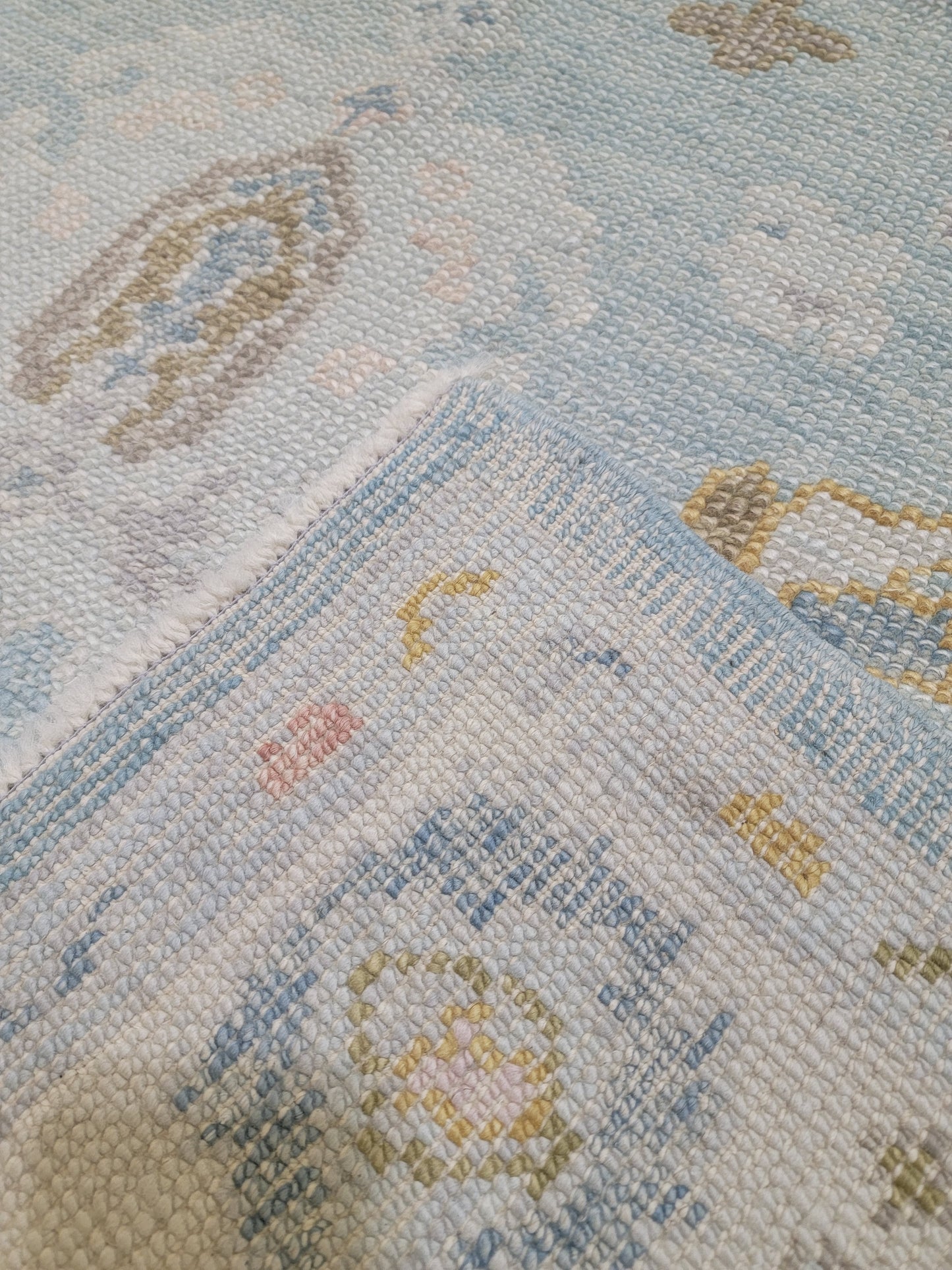 Hand-Knotted Wool Area Rug Turkish Oushak 4'2" x 6'3"