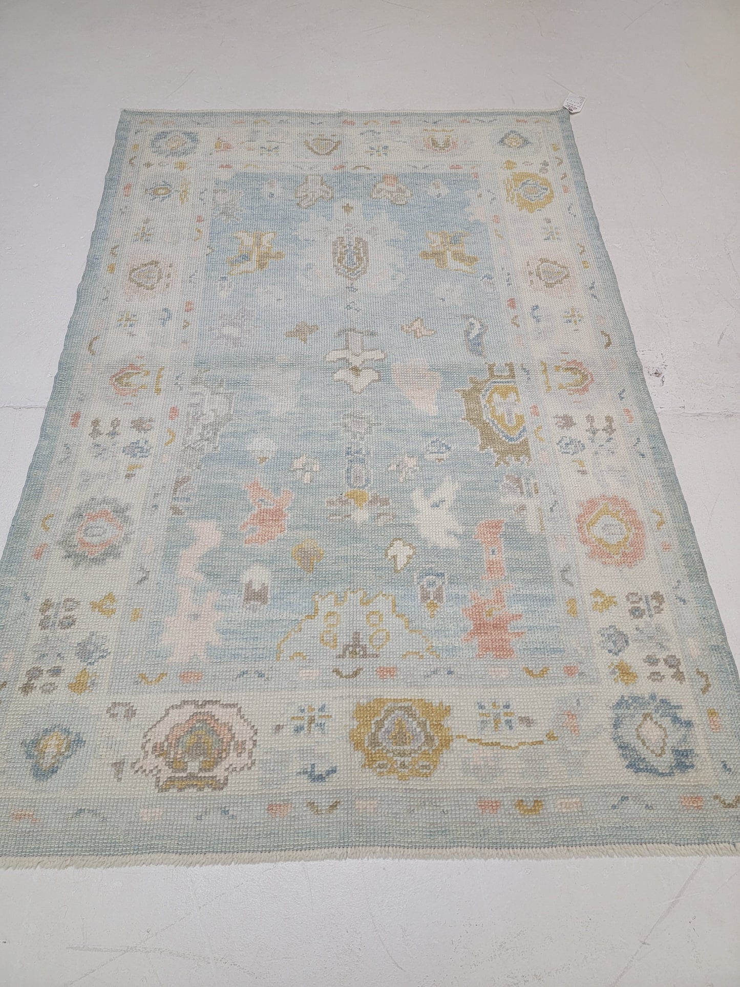 Hand-Knotted Wool Area Rug Turkish Oushak 4'2" x 6'3"