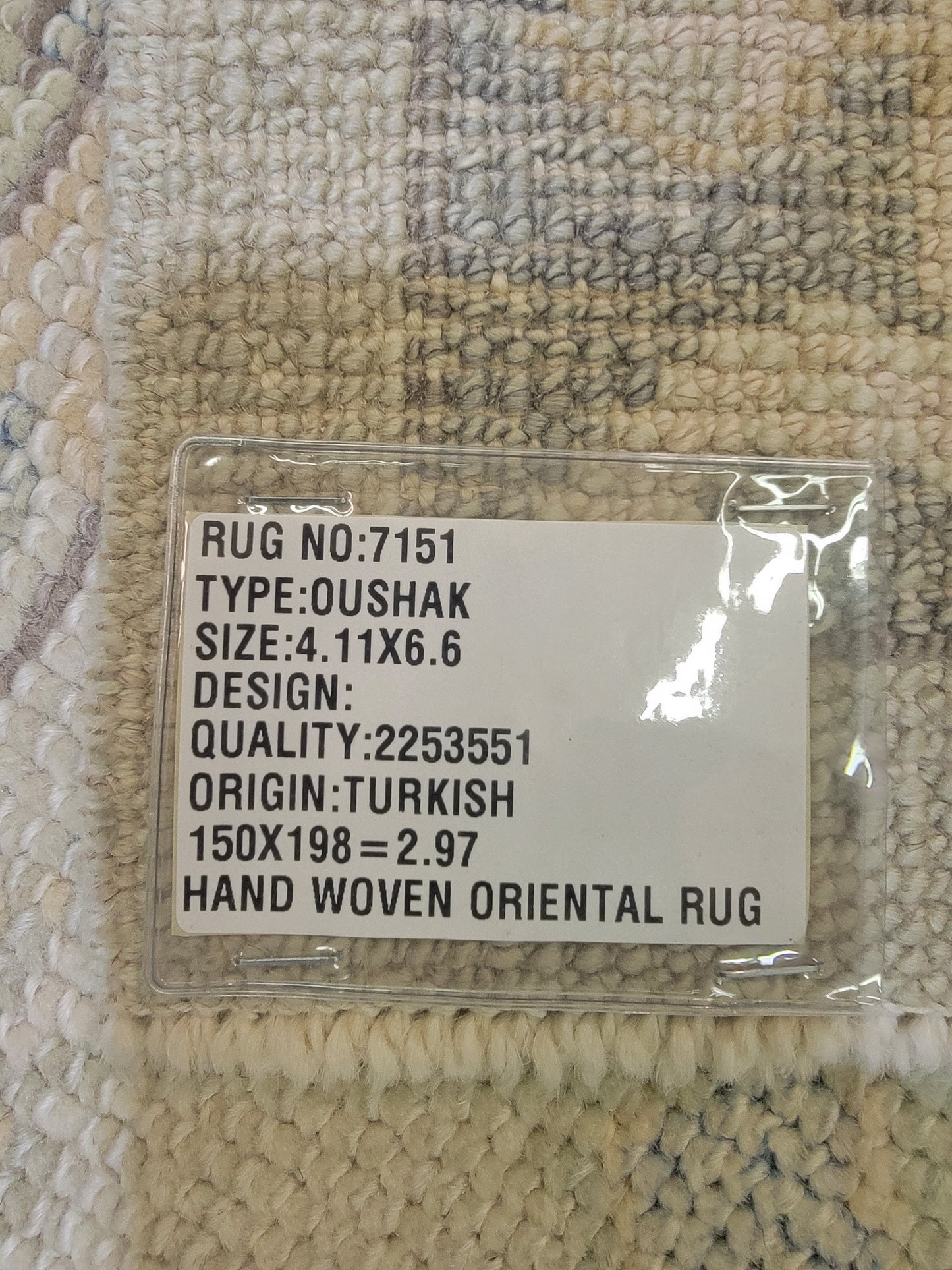 Hand-Knotted Wool Area Rug Turkish Oushak 4'11" x 6'6"
