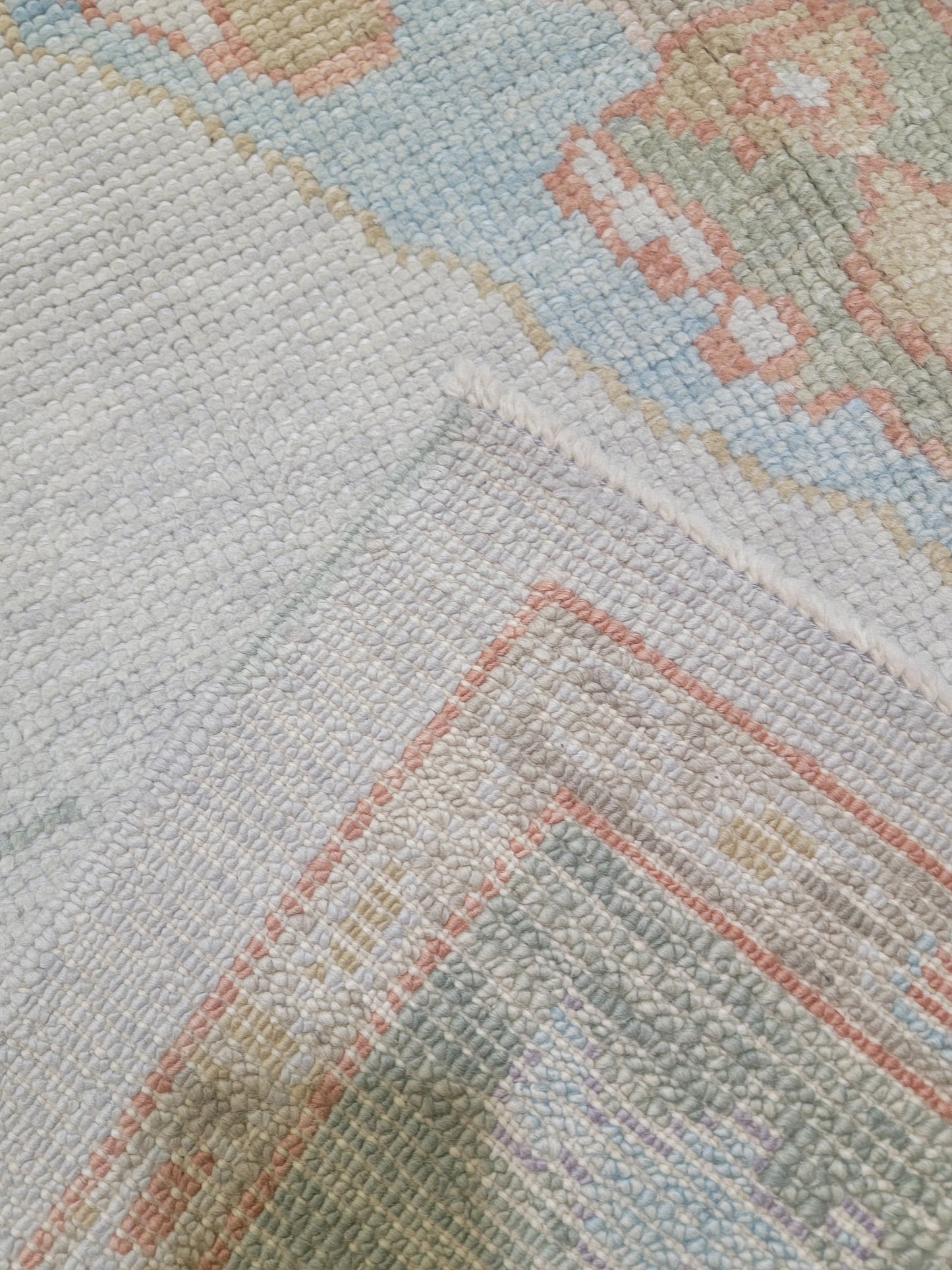 Hand-Knotted Wool Runner Turkish Oushak 4' x 7'3"