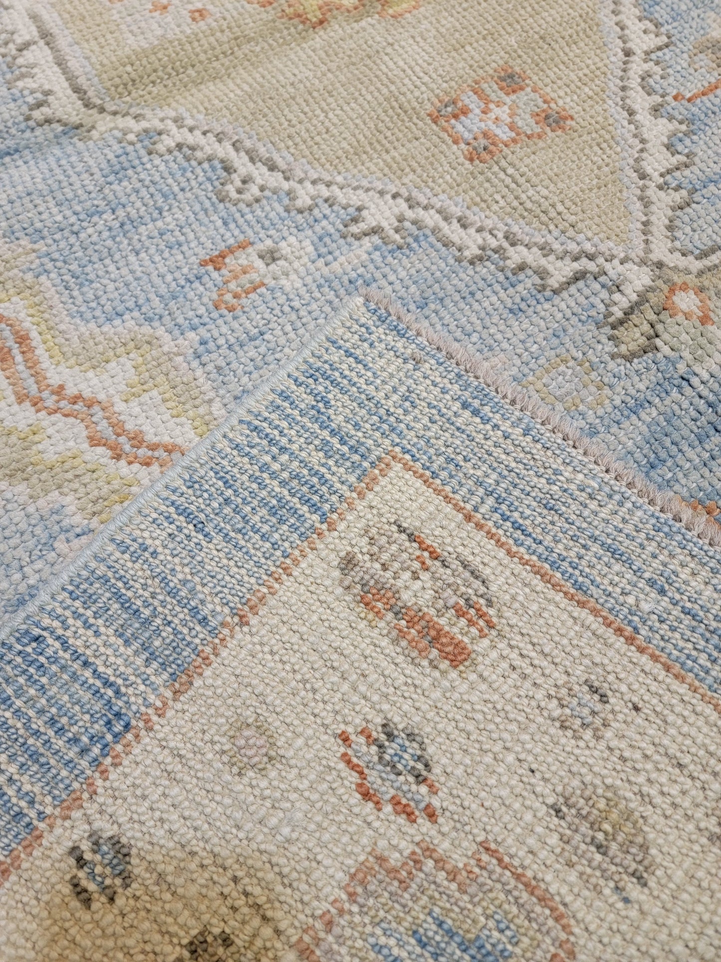 Hand-Knotted Wool Area Rug Turkish Oushak 4'1" x 6'