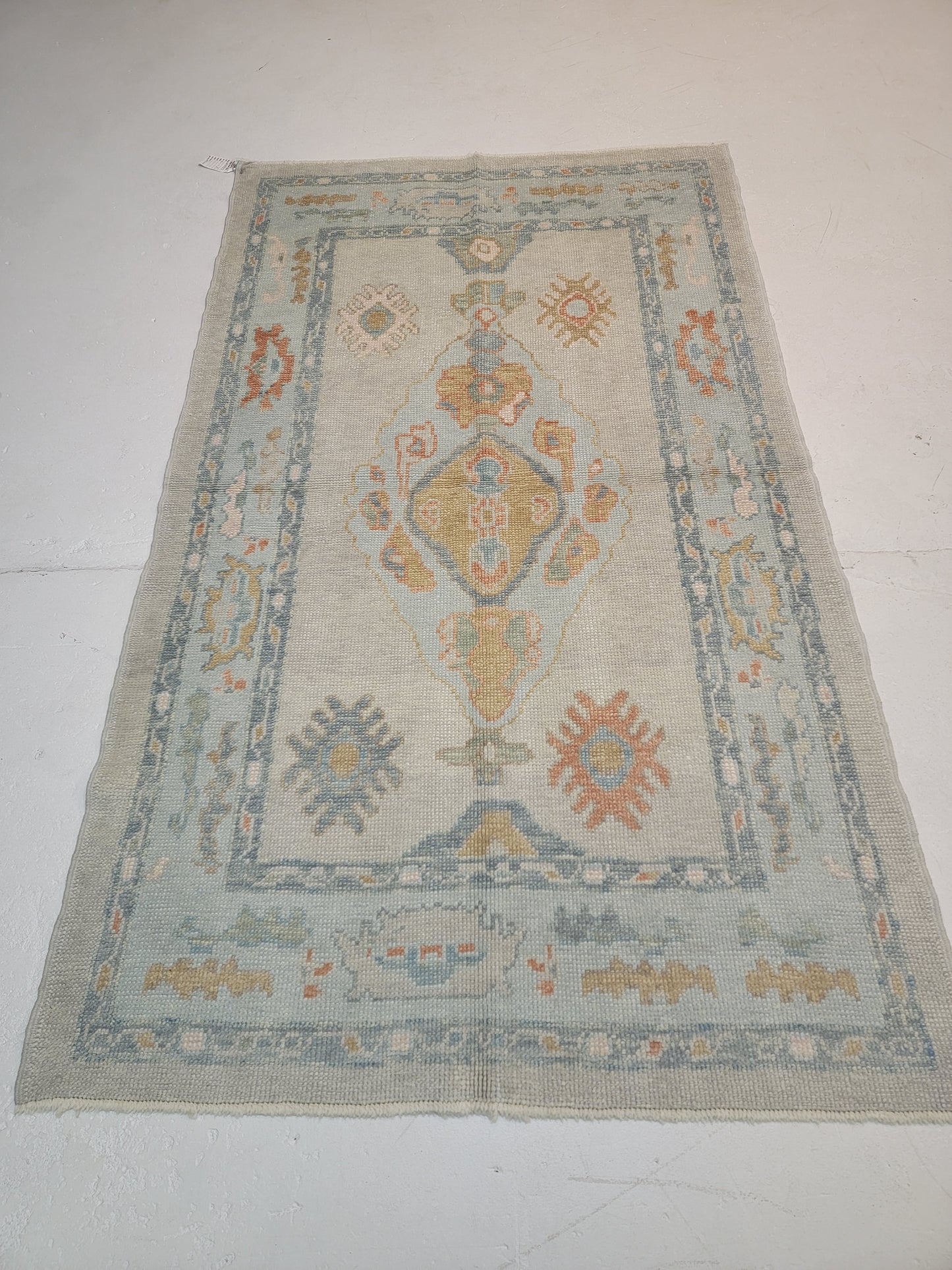 Hand-Knotted Wool Area Rug Turkish Oushak 4' x 7'