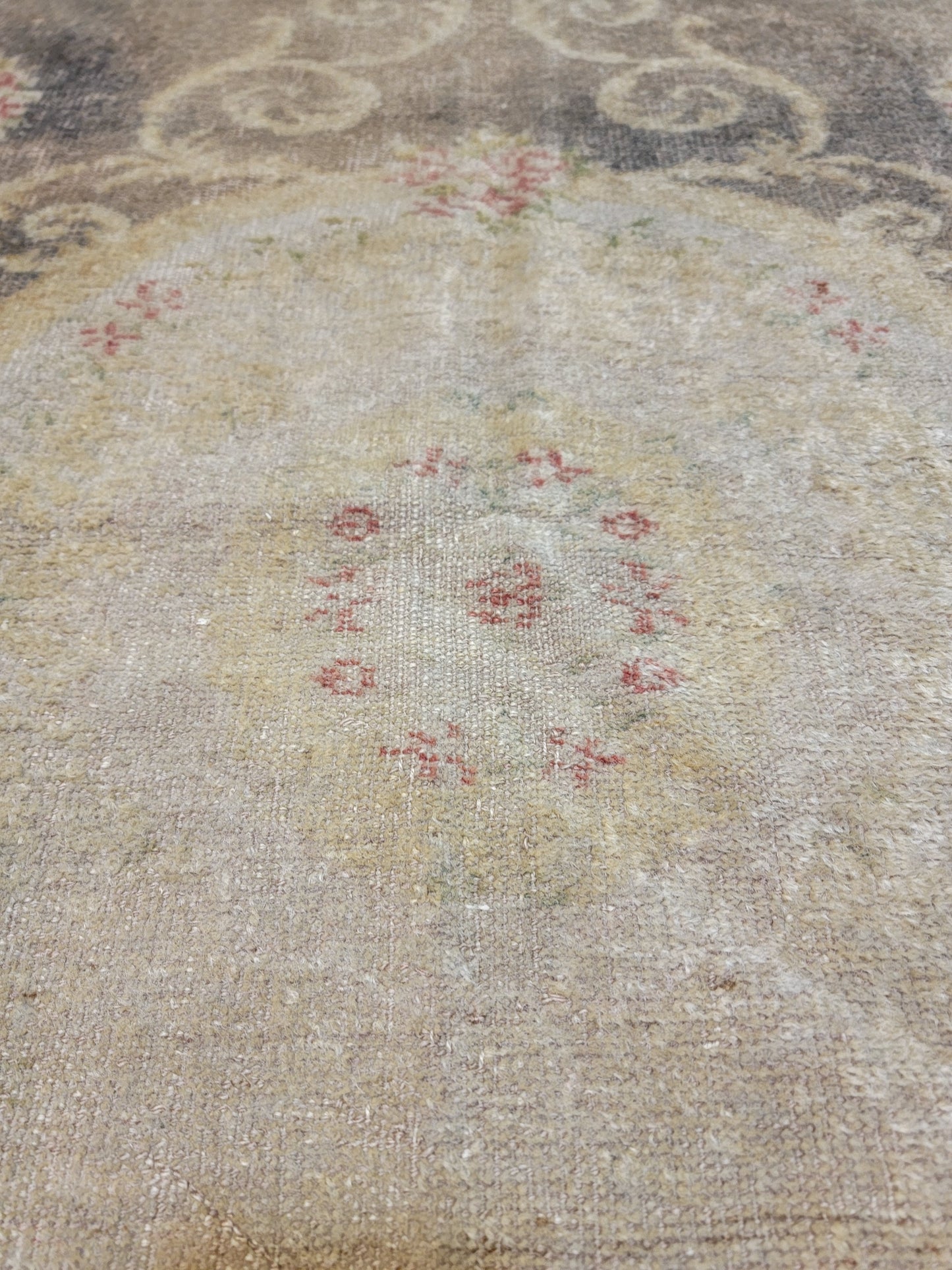 Hand-Knotted Wool Area Rug Turkish Oushak 3'7" x 5'4"