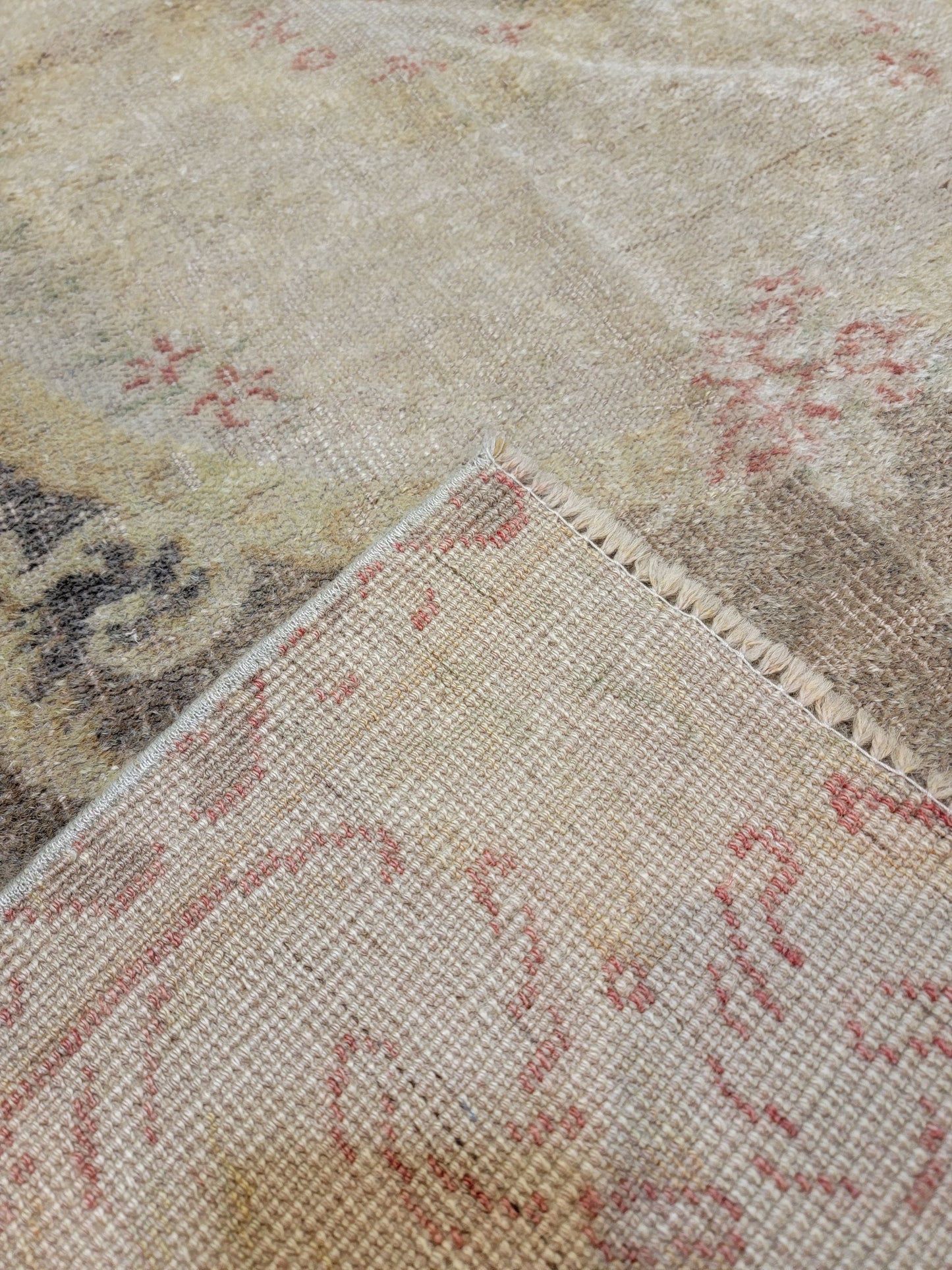 Hand-Knotted Wool Area Rug Turkish Oushak 3'7" x 5'4"