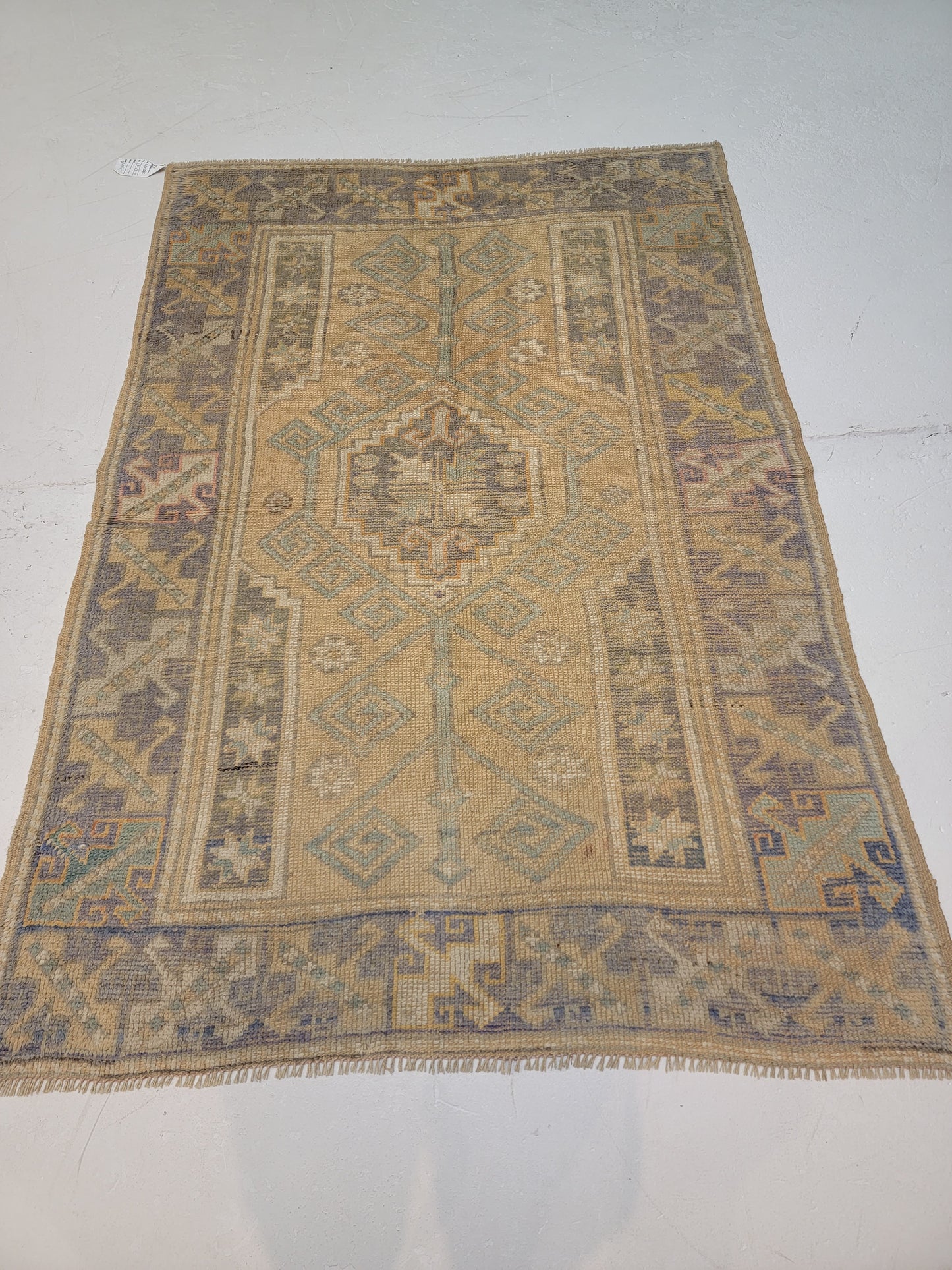 Hand-Knotted Wool Area Rug Turkish Oushak 3'11" x 5'5"