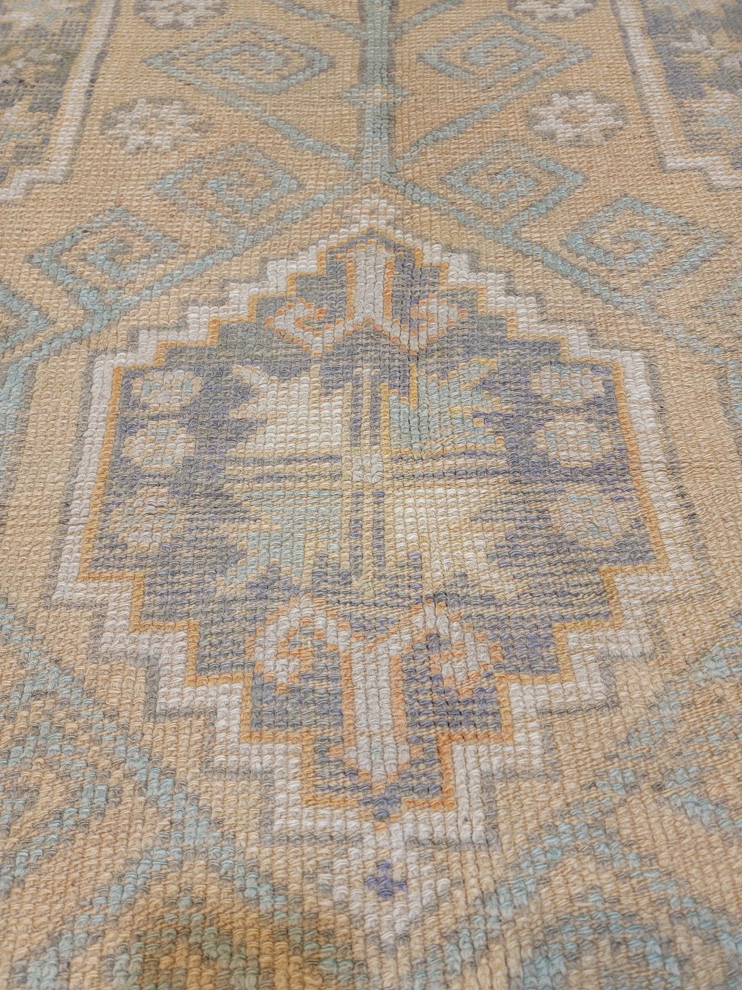 Hand-Knotted Wool Area Rug Turkish Oushak 3'11" x 5'5"