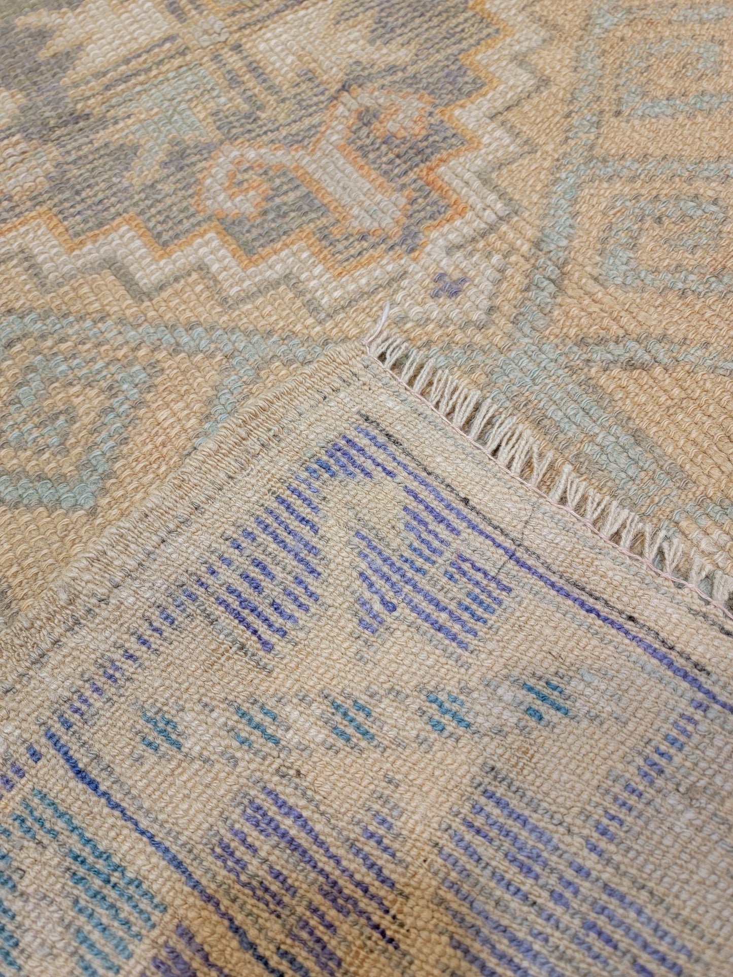 Hand-Knotted Wool Area Rug Turkish Oushak 3'11" x 5'5"