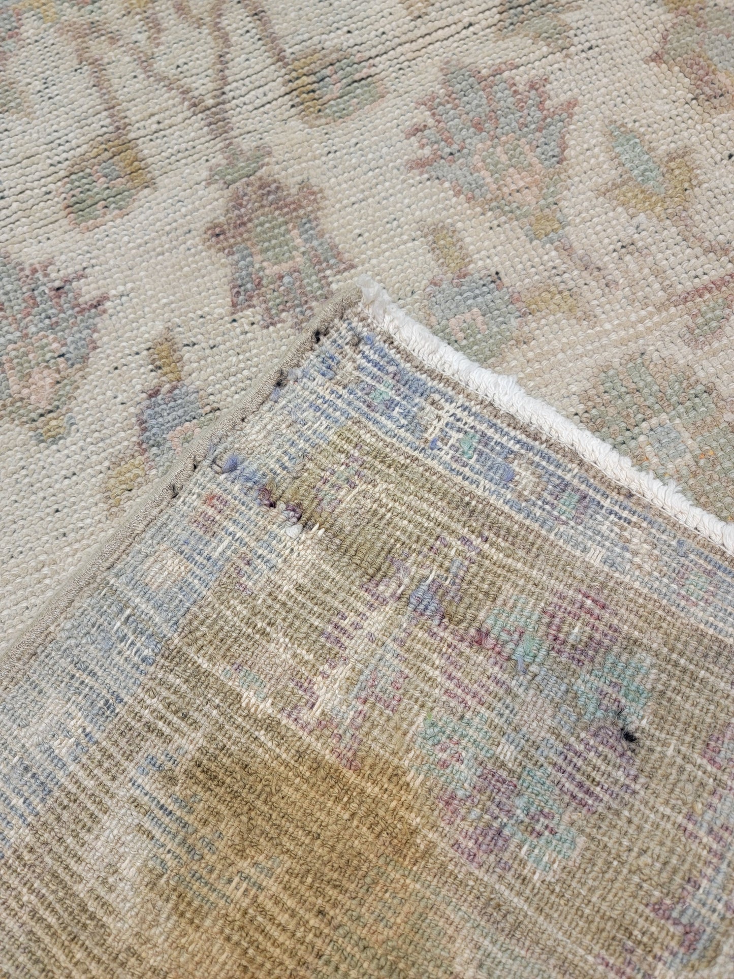 Hand-Knotted Wool Area Rug Turkish Oushak 3'9" x 5'2"