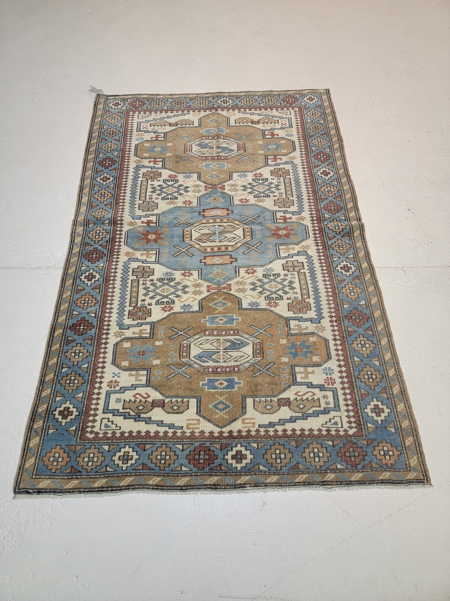 Hand-Knotted Wool Area Rug Turkish Oushak 3'8" x 5'8"