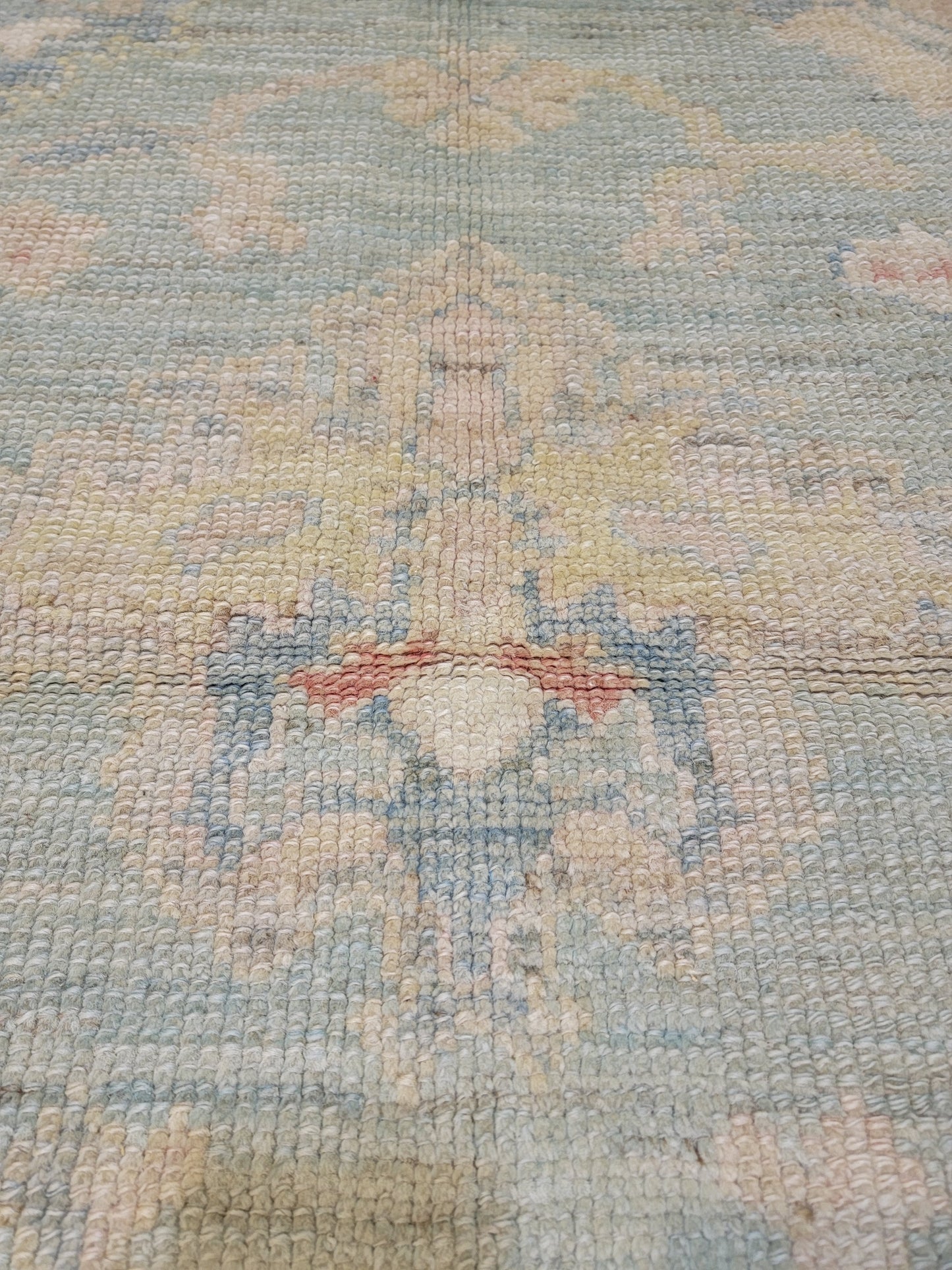 Hand-Knotted Wool Area Rug Turkish Oushak 4'1" x 5'4"