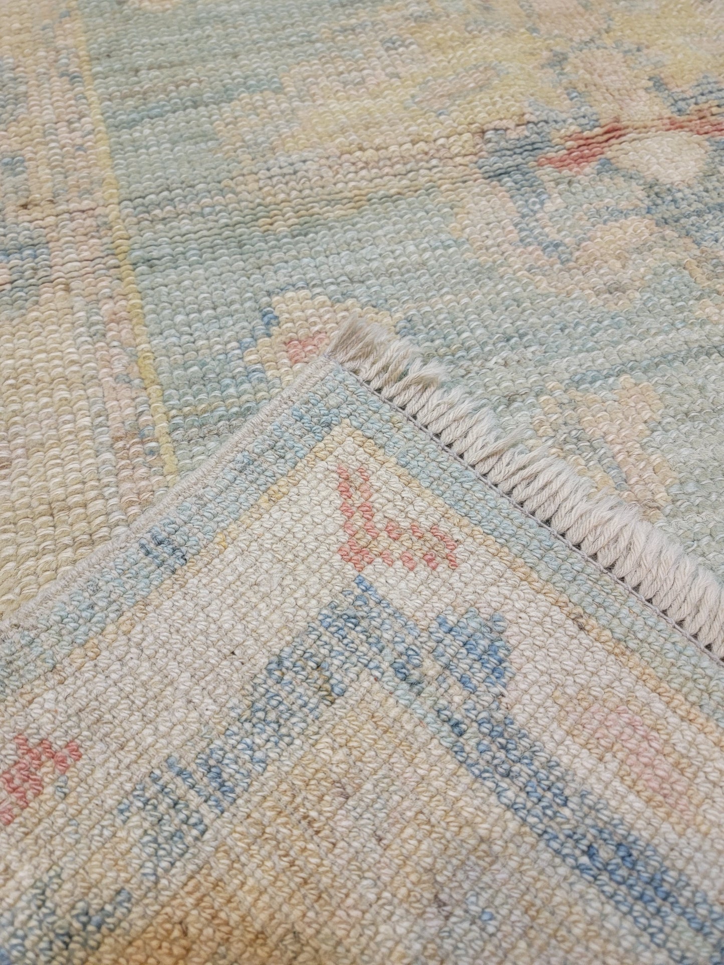 Hand-Knotted Wool Area Rug Turkish Oushak 4'1" x 5'4"