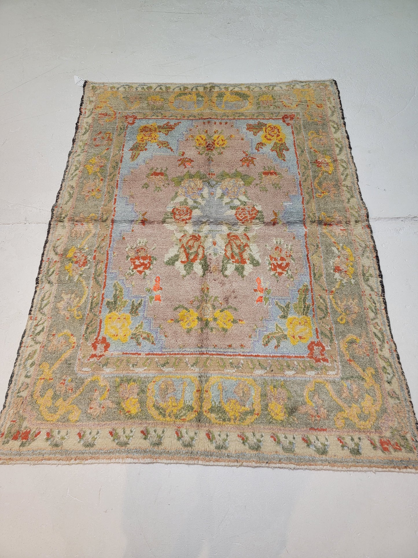 Hand-Knotted Wool Area Rug Turkish Oushak 4'2" x 8'10"