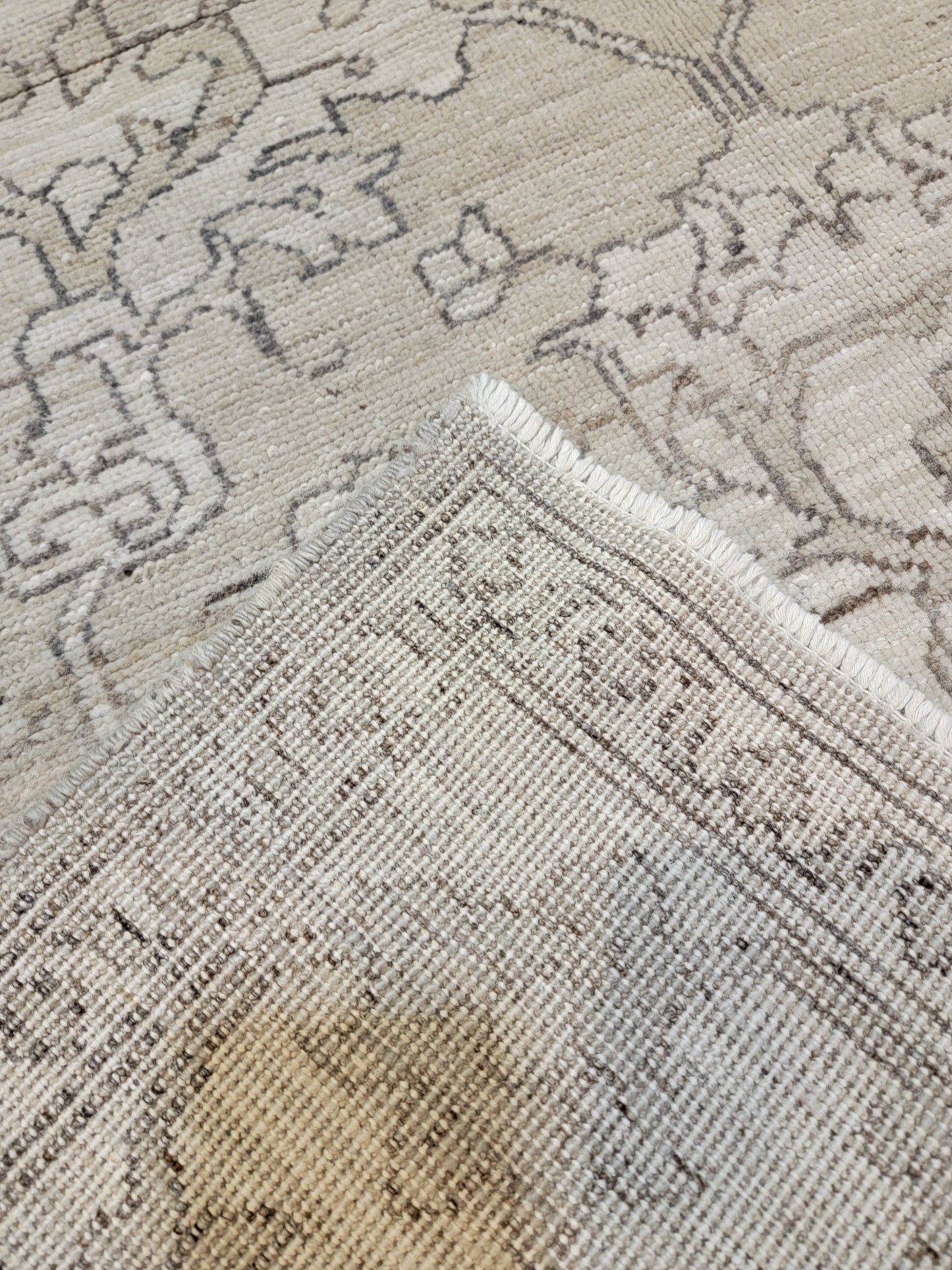 Hand-Knotted Wool Area Rug Turkish Oushak 4' x 5'8"