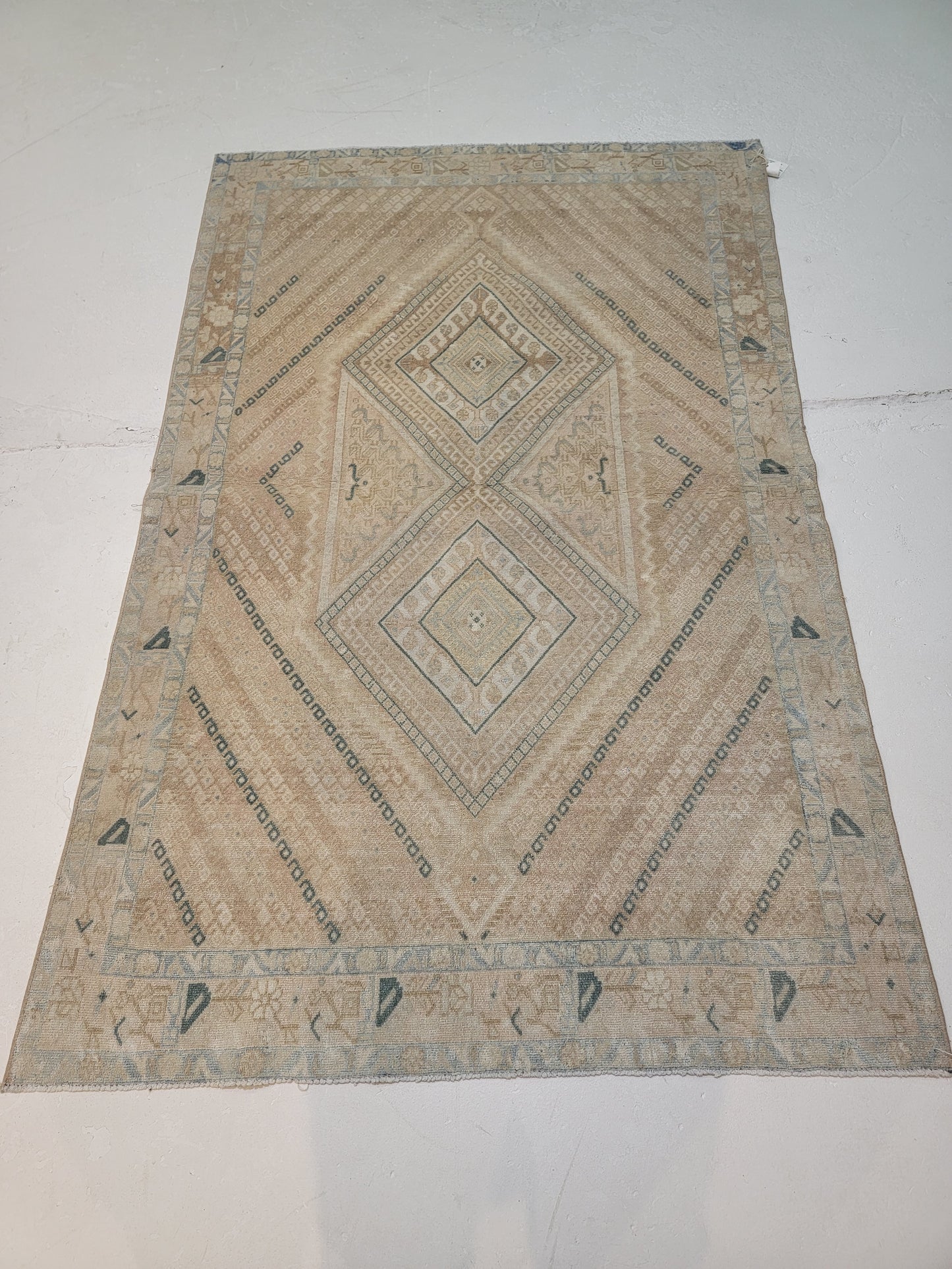 Hand-Knotted Wool Area Rug Turkish Oushak 3'11" x 6'2"