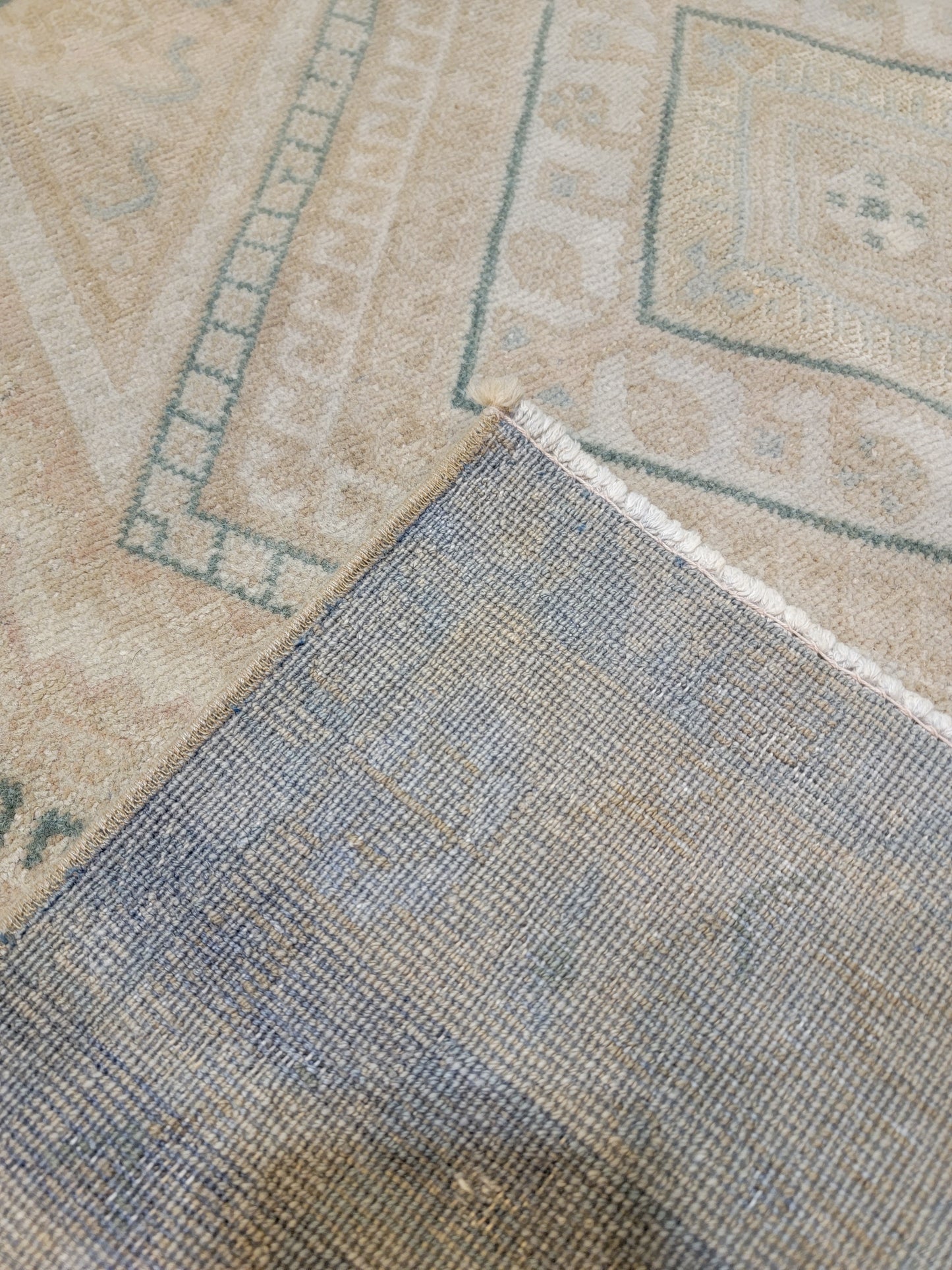 Hand-Knotted Wool Area Rug Turkish Oushak 3'11" x 6'2"