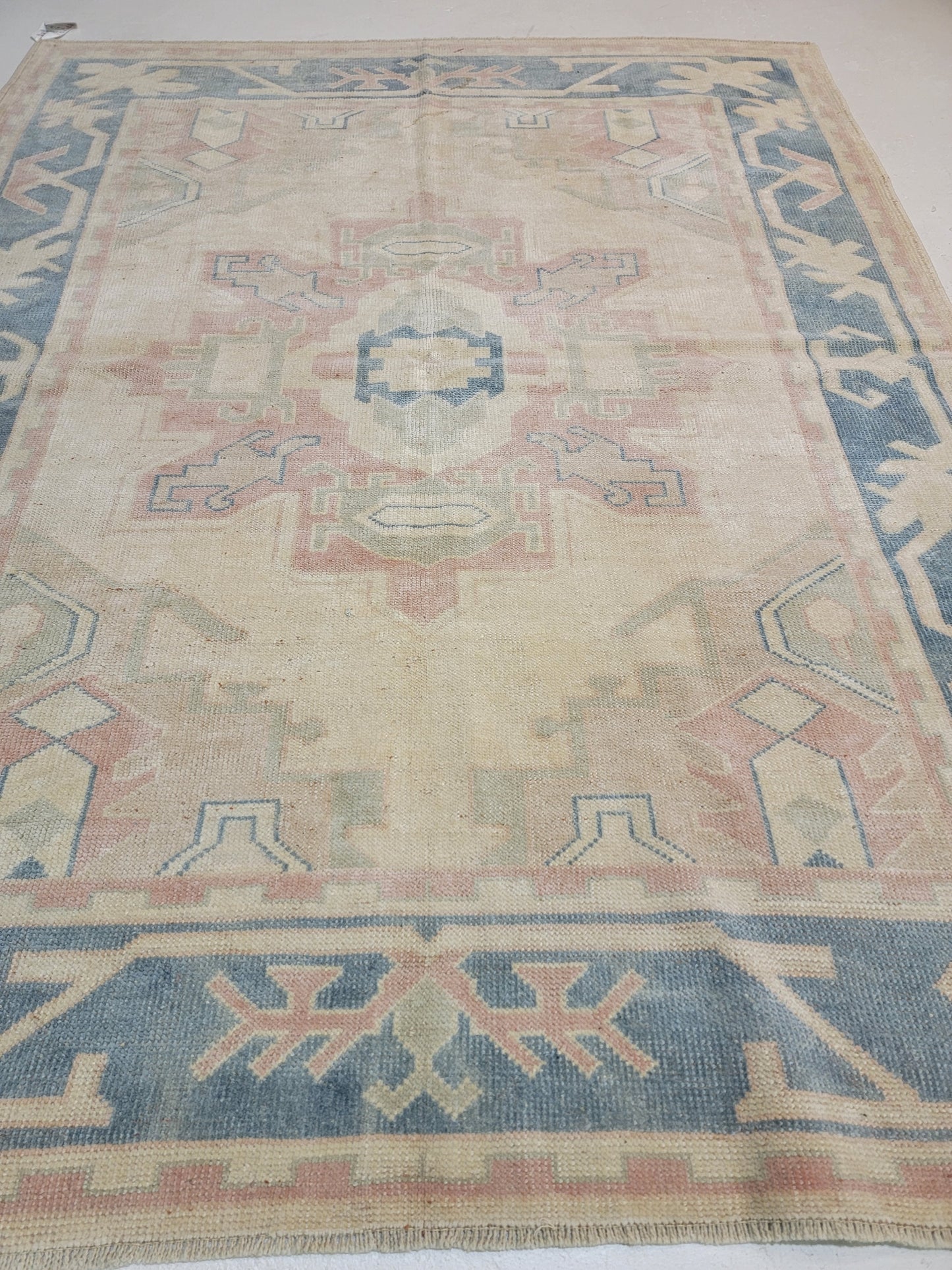 Hand-Knotted Wool Area Rug Turkish Oushak 4'6" x 5'10"