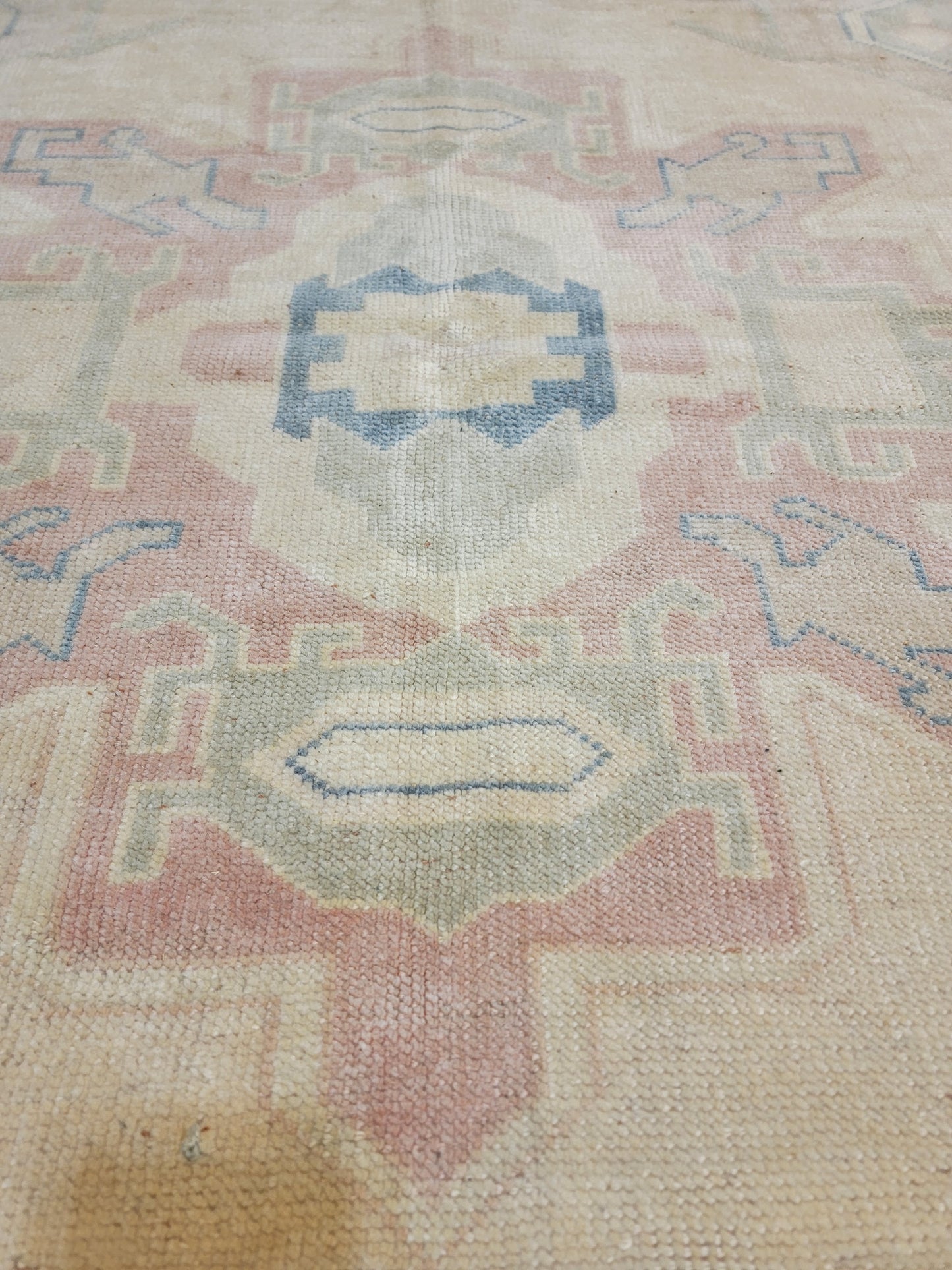 Hand-Knotted Wool Area Rug Turkish Oushak 4'6" x 5'10"