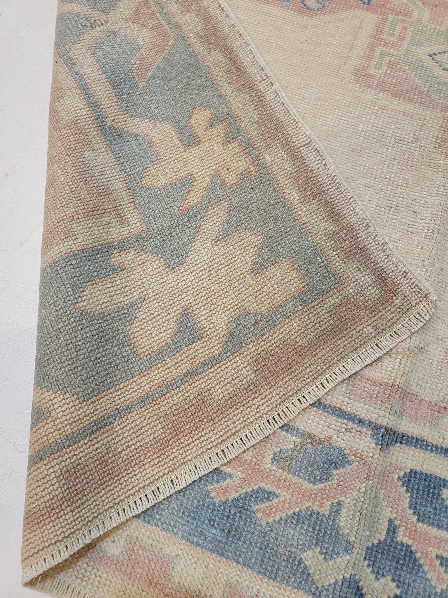 Hand-Knotted Wool Area Rug Turkish Oushak 4'6" x 5'10"
