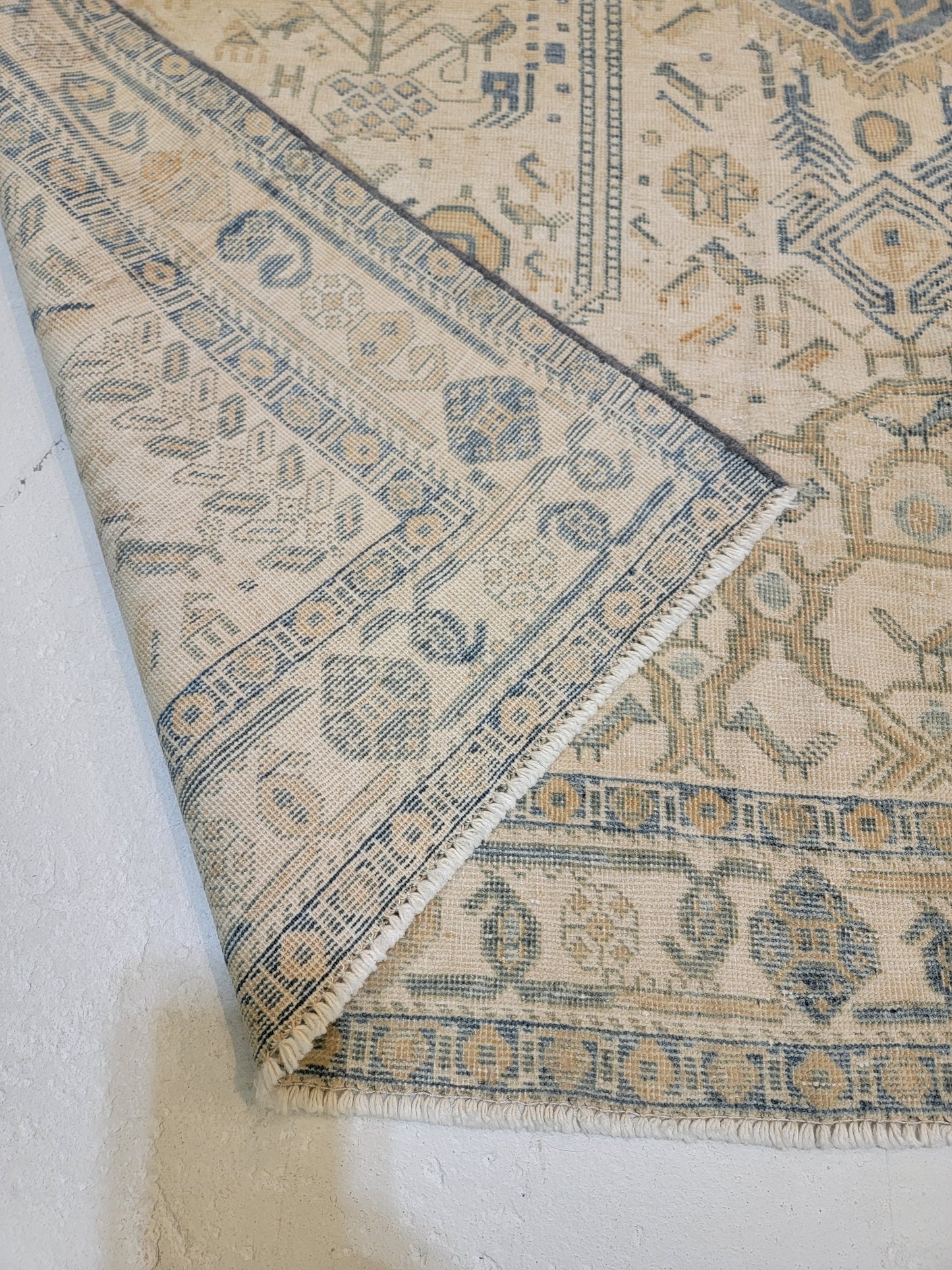 Hand-Knotted Wool Area Rug Turkish Oushak 4'4" x 5'8"