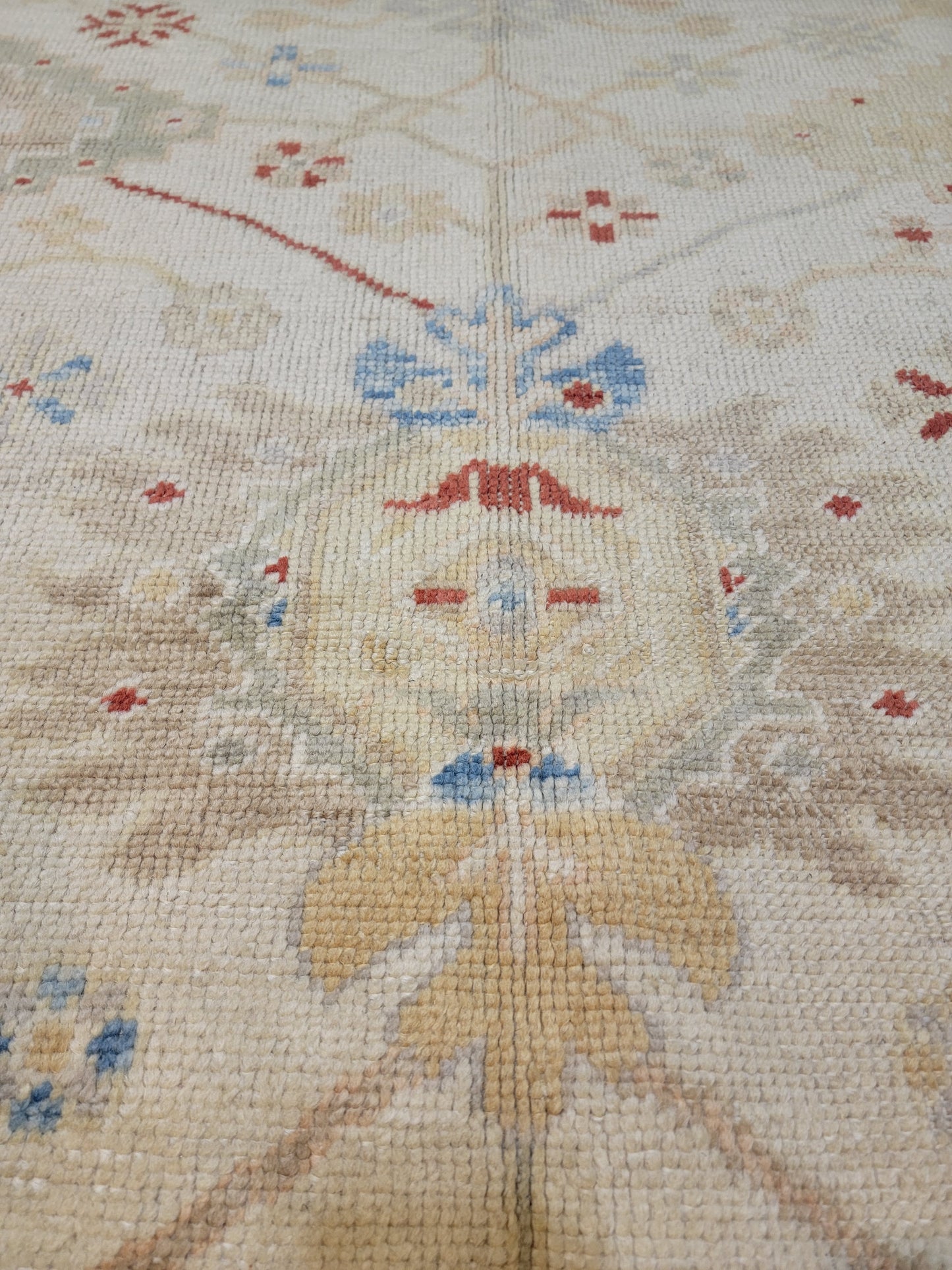 Hand-Knotted Wool Area Rug Turkish Oushak 5' x 6'8"