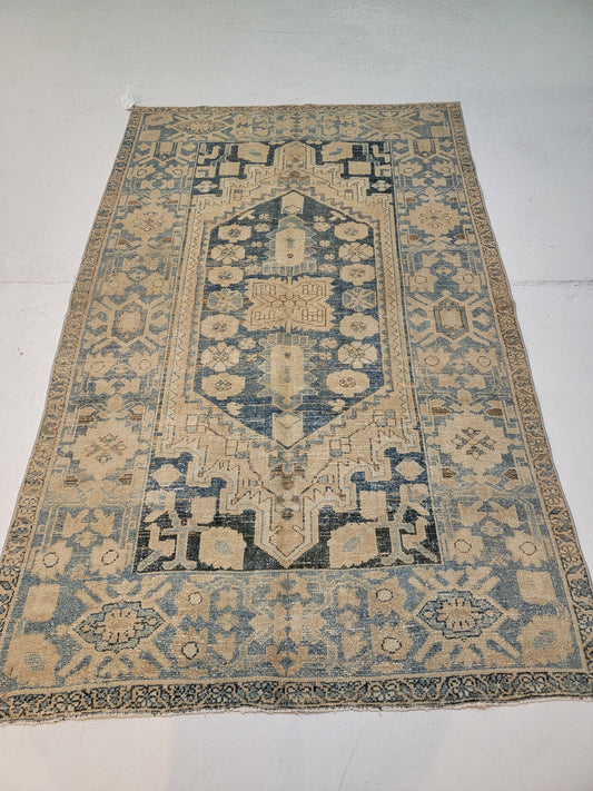 Hand-Knotted Wool Area Rug Turkish Oushak 4'2" x 6'9"