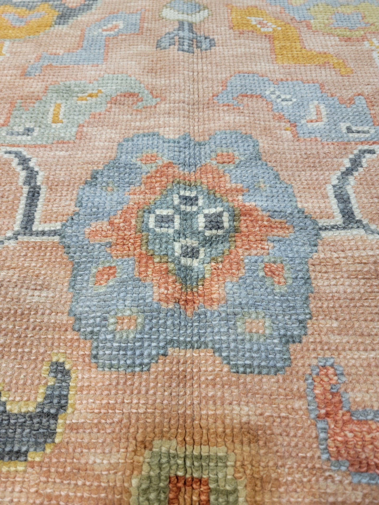 Hand-Knotted Wool Area Rug Turkish Oushak 4'2" x 6'6"