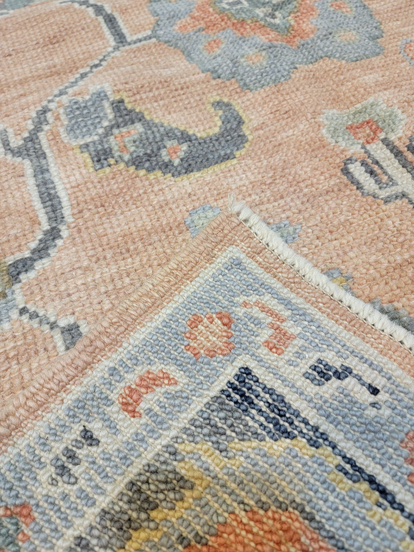 Hand-Knotted Wool Area Rug Turkish Oushak 4'2" x 6'6"