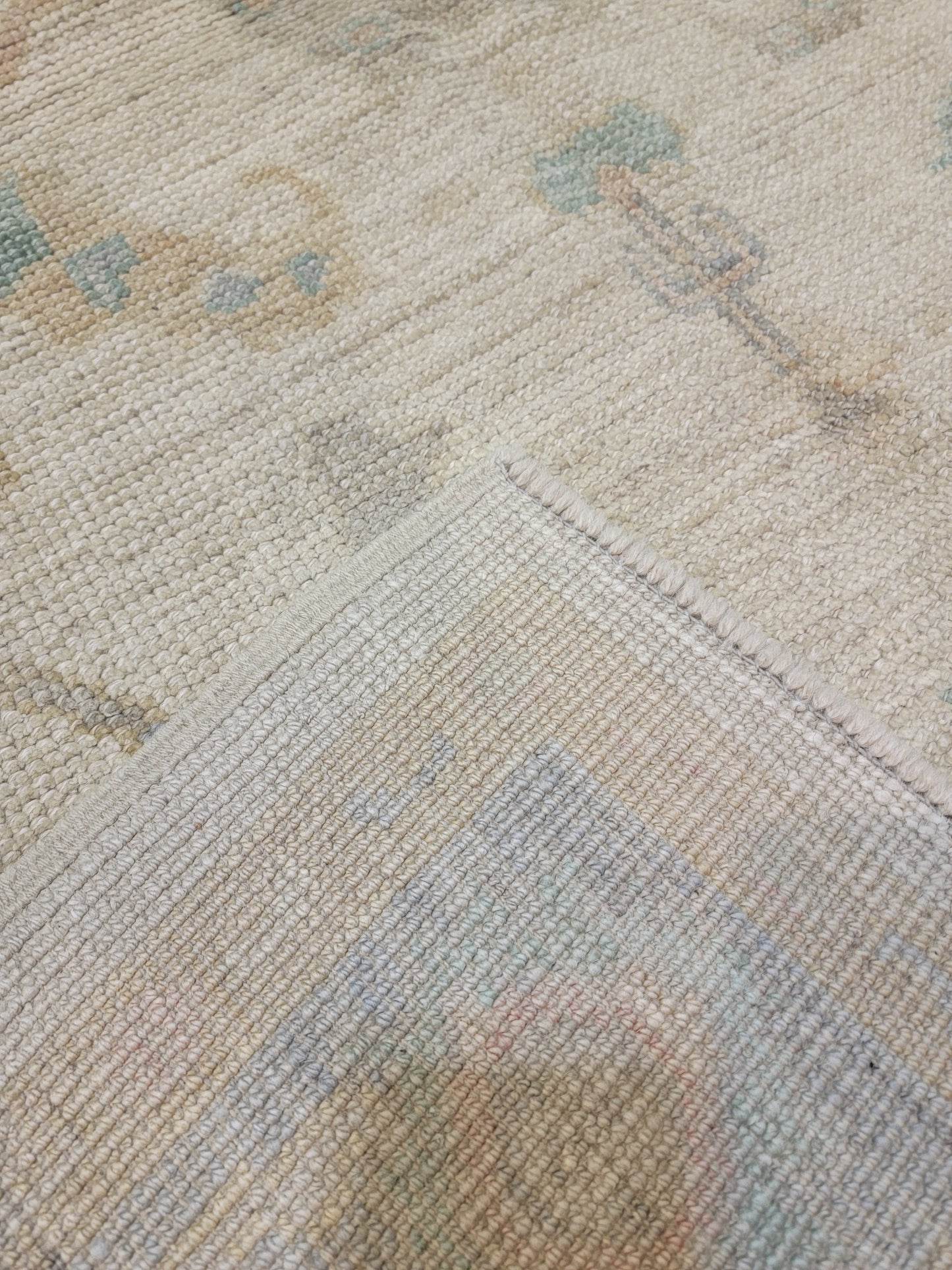 Hand-Knotted Wool Area Rug Turkish Oushak 4'2" x 6'5"