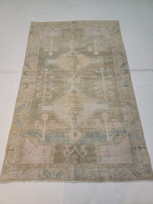 Hand-Knotted Wool Area Rug Turkish Oushak 4' x 6'6"