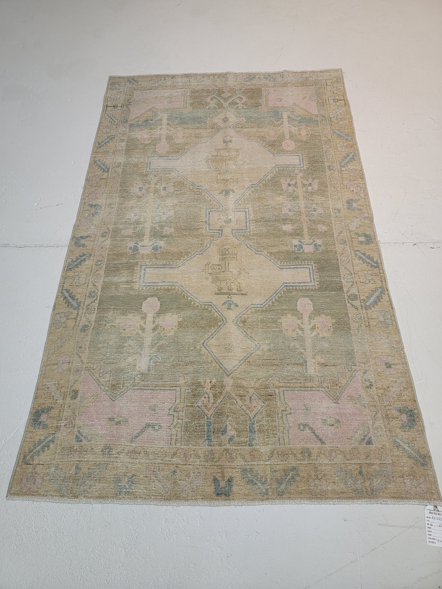 Hand-Knotted Wool Area Rug Turkish Oushak 4' x 6'6"