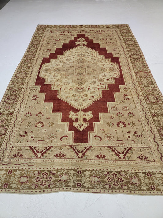 Hand-Knotted Wool Area Rug Turkish Oushak 6'6" x 10'10"