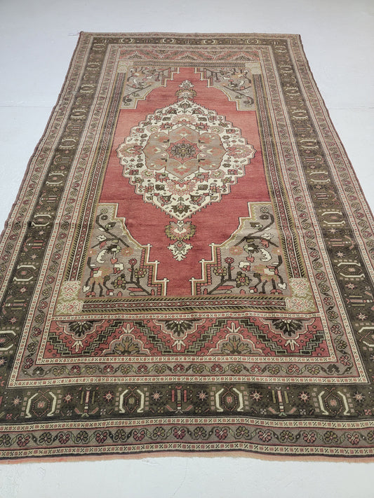 Hand-Knotted Wool Area Rug Turkish Oushak 6' x 10'5"
