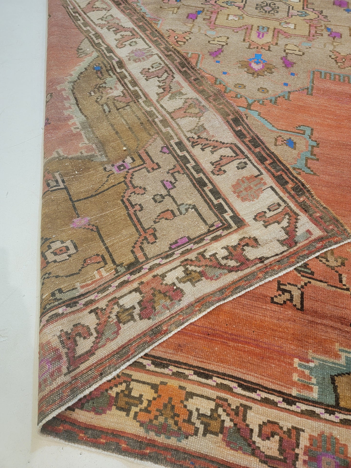 Hand-Knotted Wool Area Rug Antique Turkish Oushak 9'7" x 14'1"