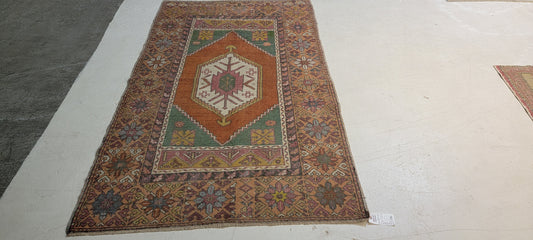 Hand-Knotted Wool Rug Turkish Oushak 4' x 6'3"