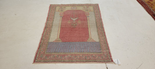 Hand-Knotted Wool Turkish Oushak 2'2" x 3'4"