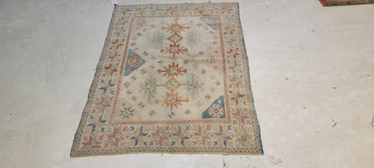 Hand-Knotted Wool Rug Turkish Oushak 3'1" x 4'
