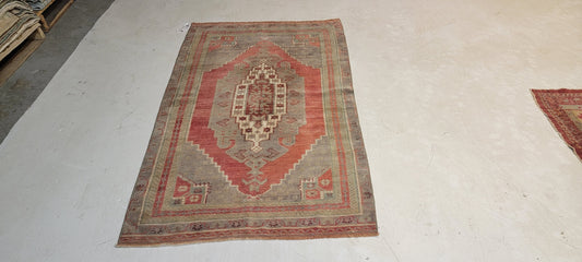Hand-Knotted Wool Rug Turkish Oushak 3'2" x 5'3"