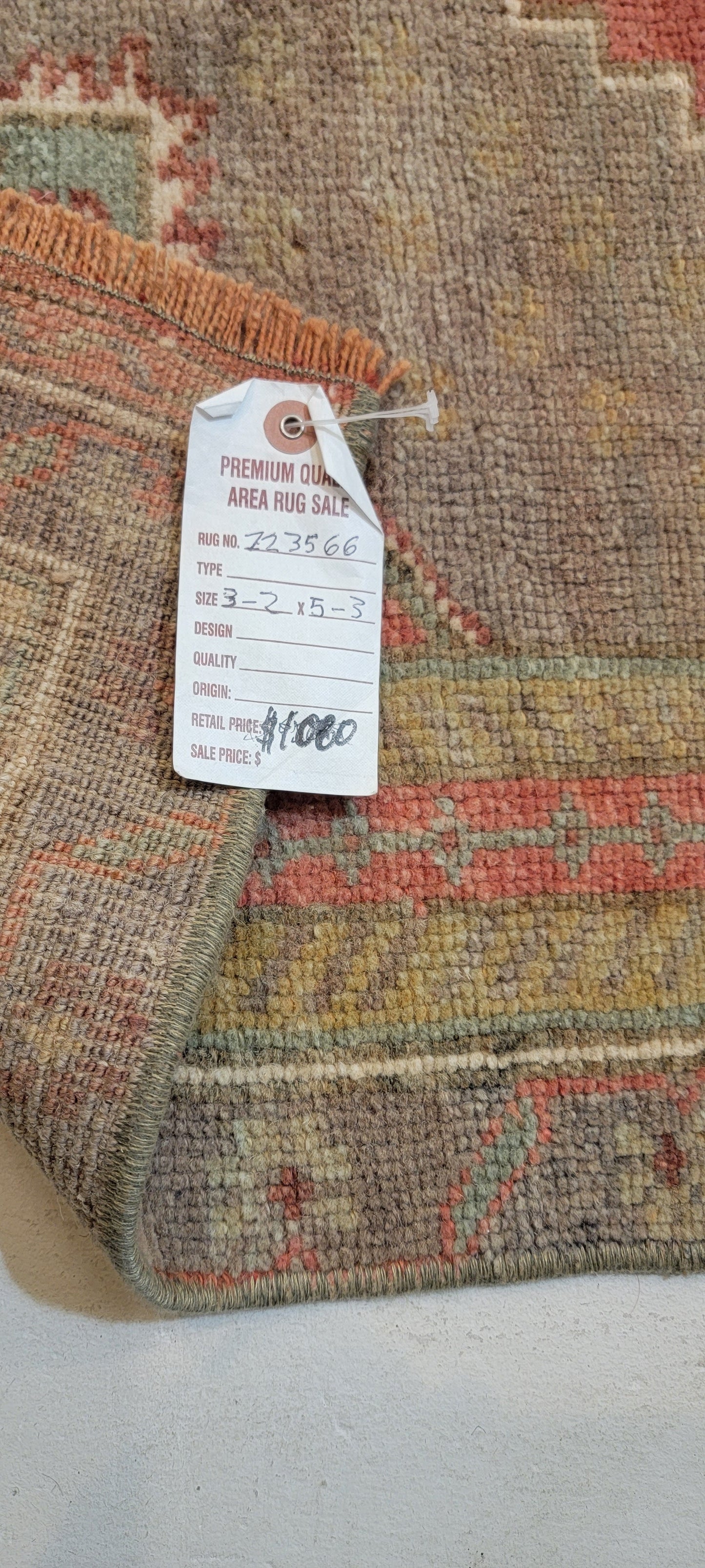 Hand-Knotted Wool Rug Turkish Oushak 3'2" x 5'3"