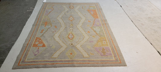 Hand-Knotted Wool Rug Turkish Oushak 5'2" x 6'11"
