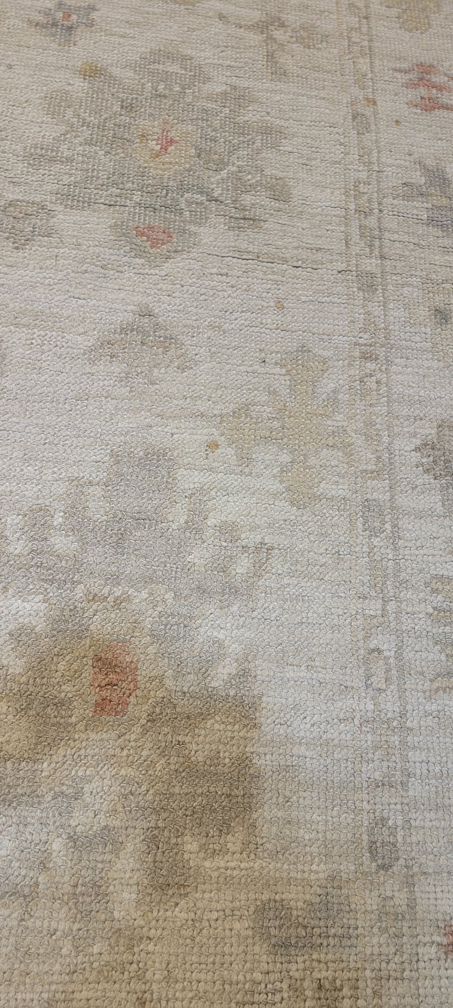 Hand-Knotted Wool Runner Turkish Oushak 3' x 7'10"