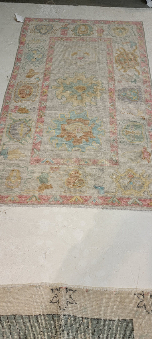 Hand-Knotted Wool Rug Turkish Oushak 3' x 5'1"