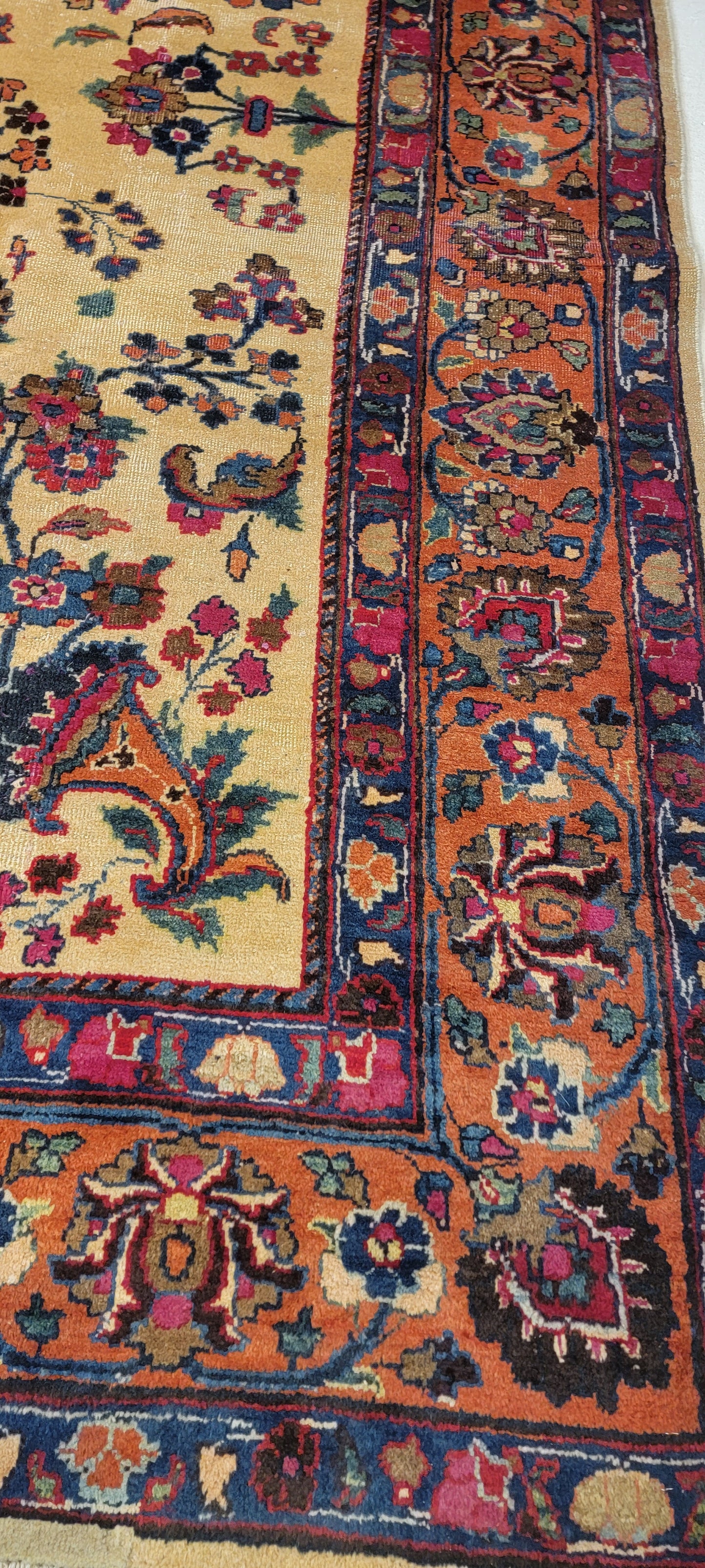 Hand-Knotted Wool Rug Mashad 7'9" x 10'9"