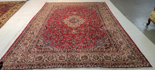 Hand-Knotted Wool Rug Qazvin 9'5" x 13'