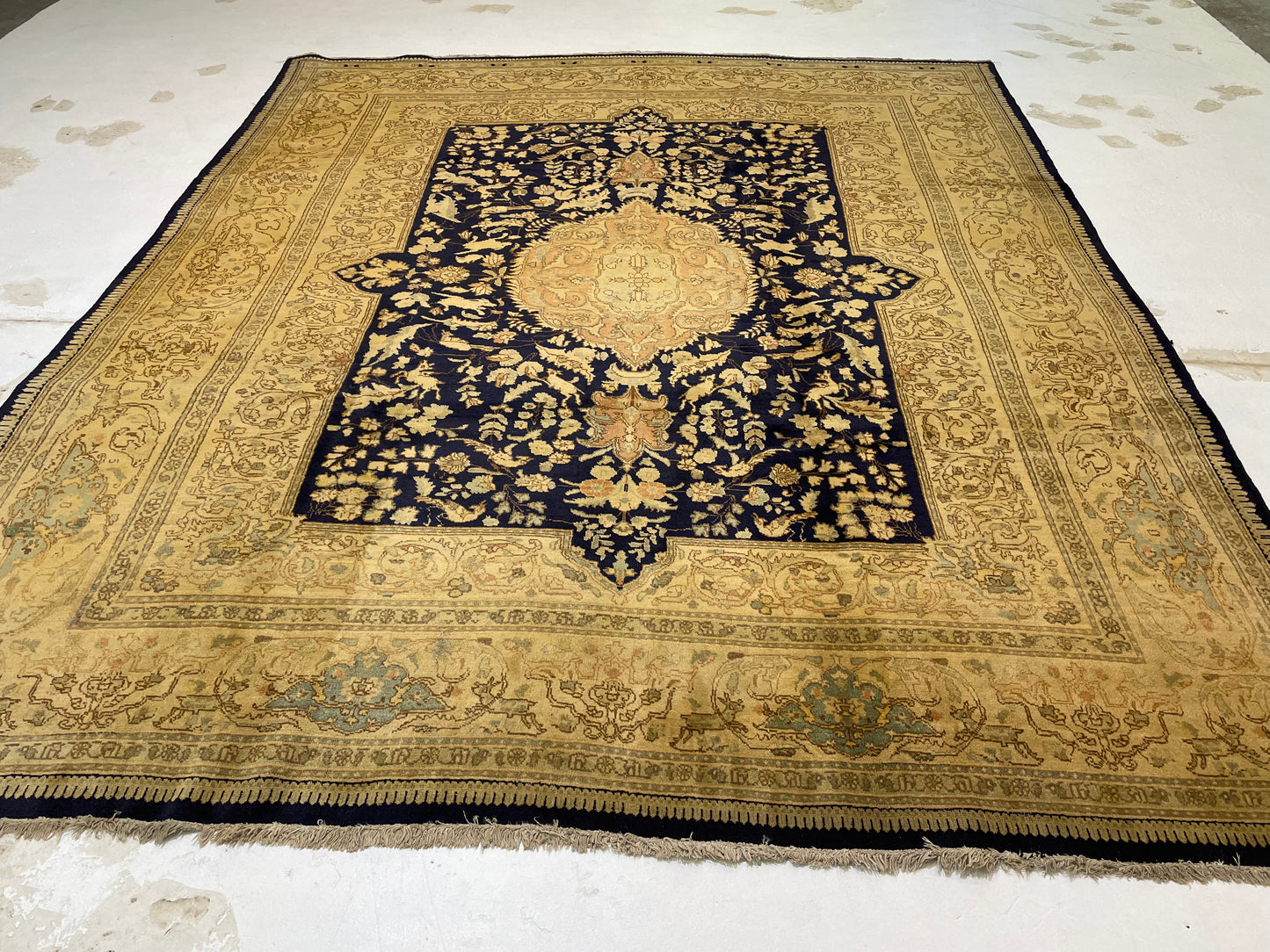 Hand-Knotted Wool Rug Tabriz Tabatabaei 9'1" x 10'8"