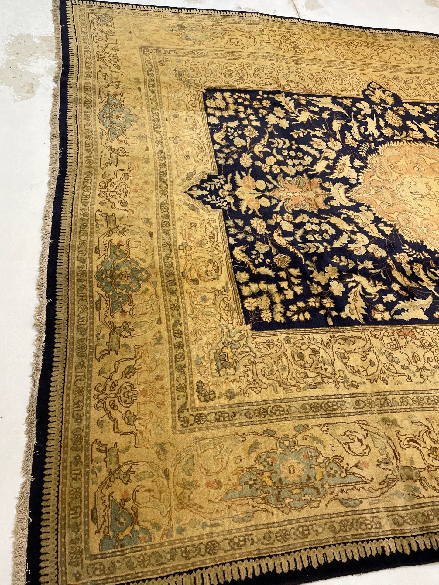 Hand-Knotted Wool Rug Tabriz Tabatabaei 9'1" x 10'8"