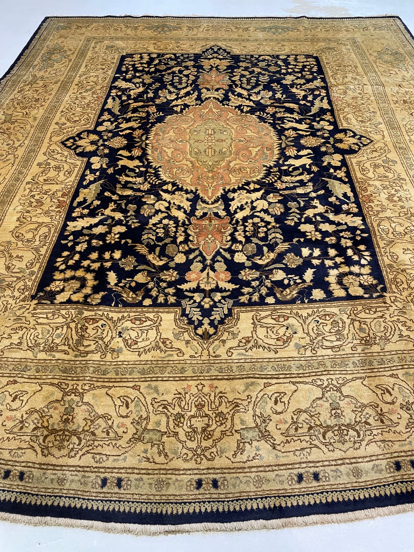 Hand-Knotted Wool Rug Tabriz Tabatabaei 9'1" x 10'8"