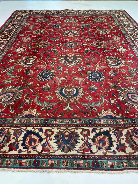 Hand-Knotted Wool Rug Tabriz 10'11" x 14'3"