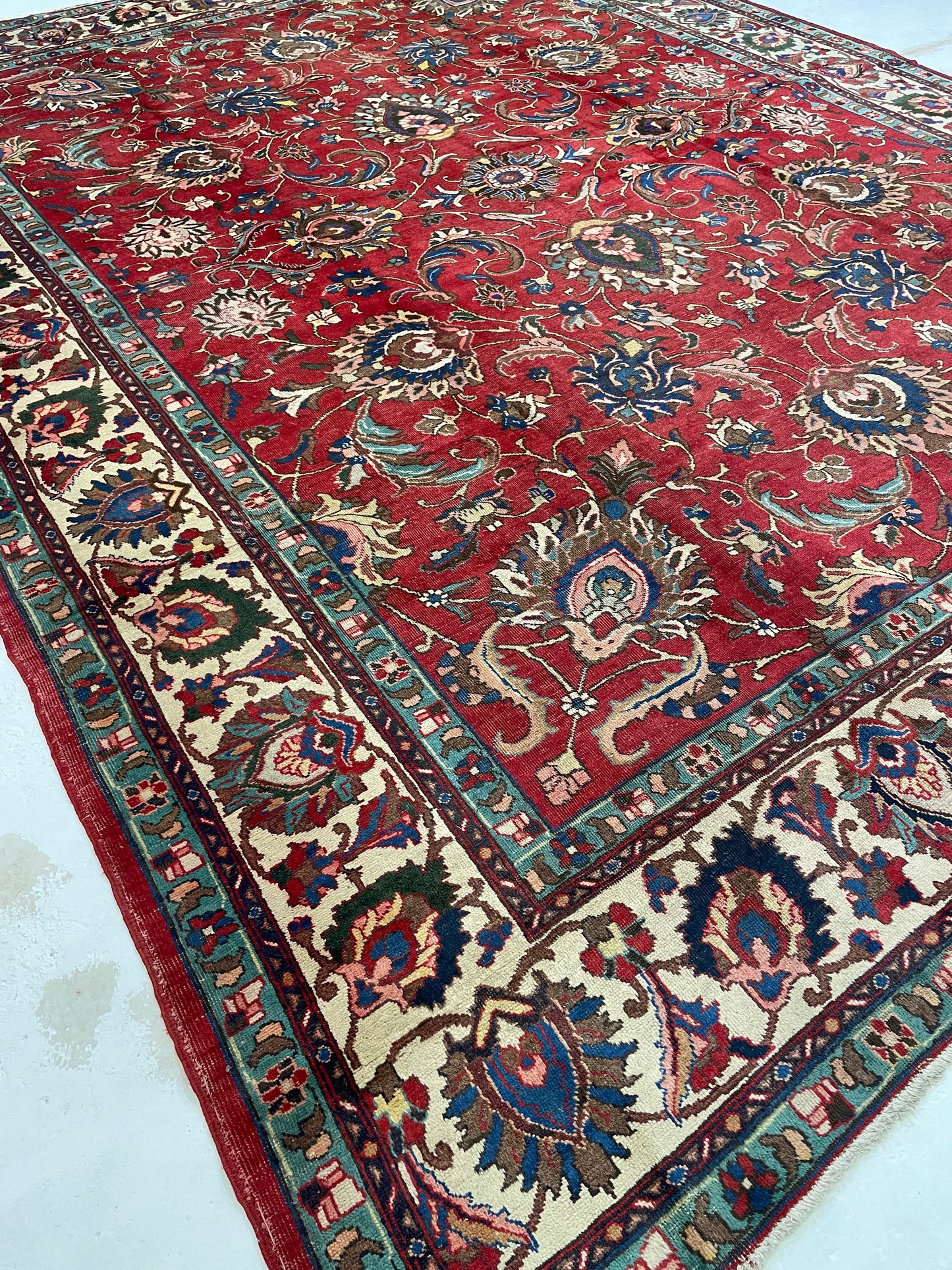 Hand-Knotted Wool Rug Tabriz 10'11" x 14'3"